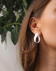 Aqua swirl studs silver