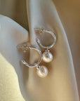 Branch pearl hoops silver