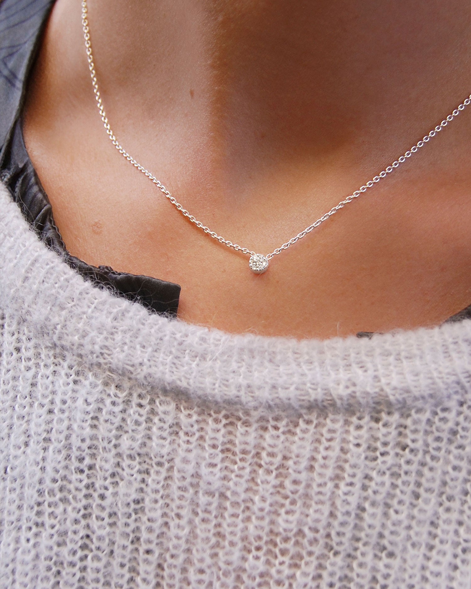 Diamond Sky single necklace silver