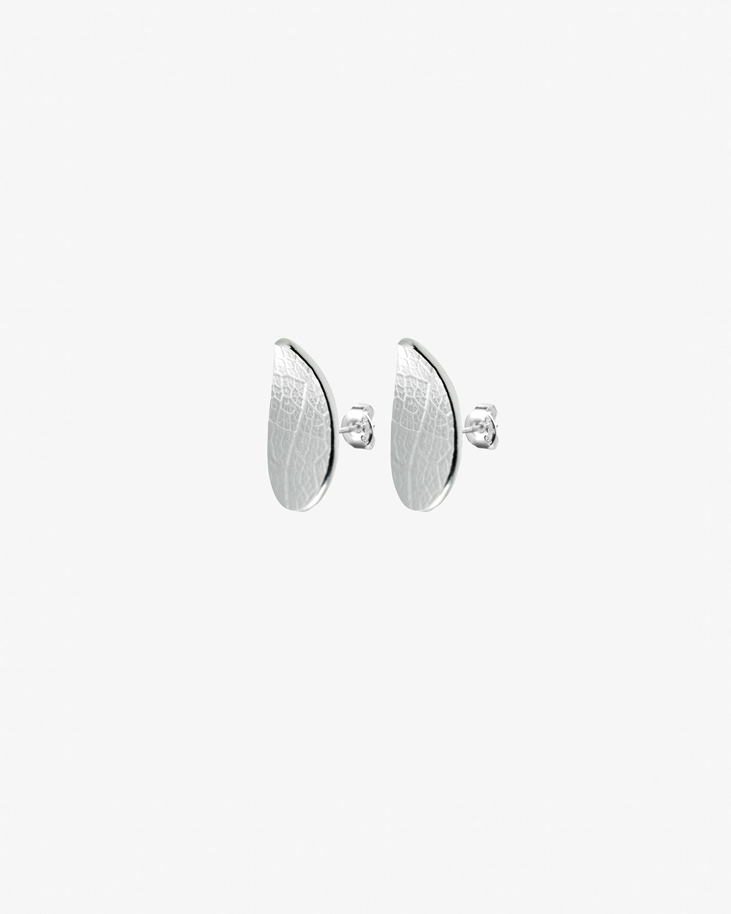 Leaf drop studs fixed silver