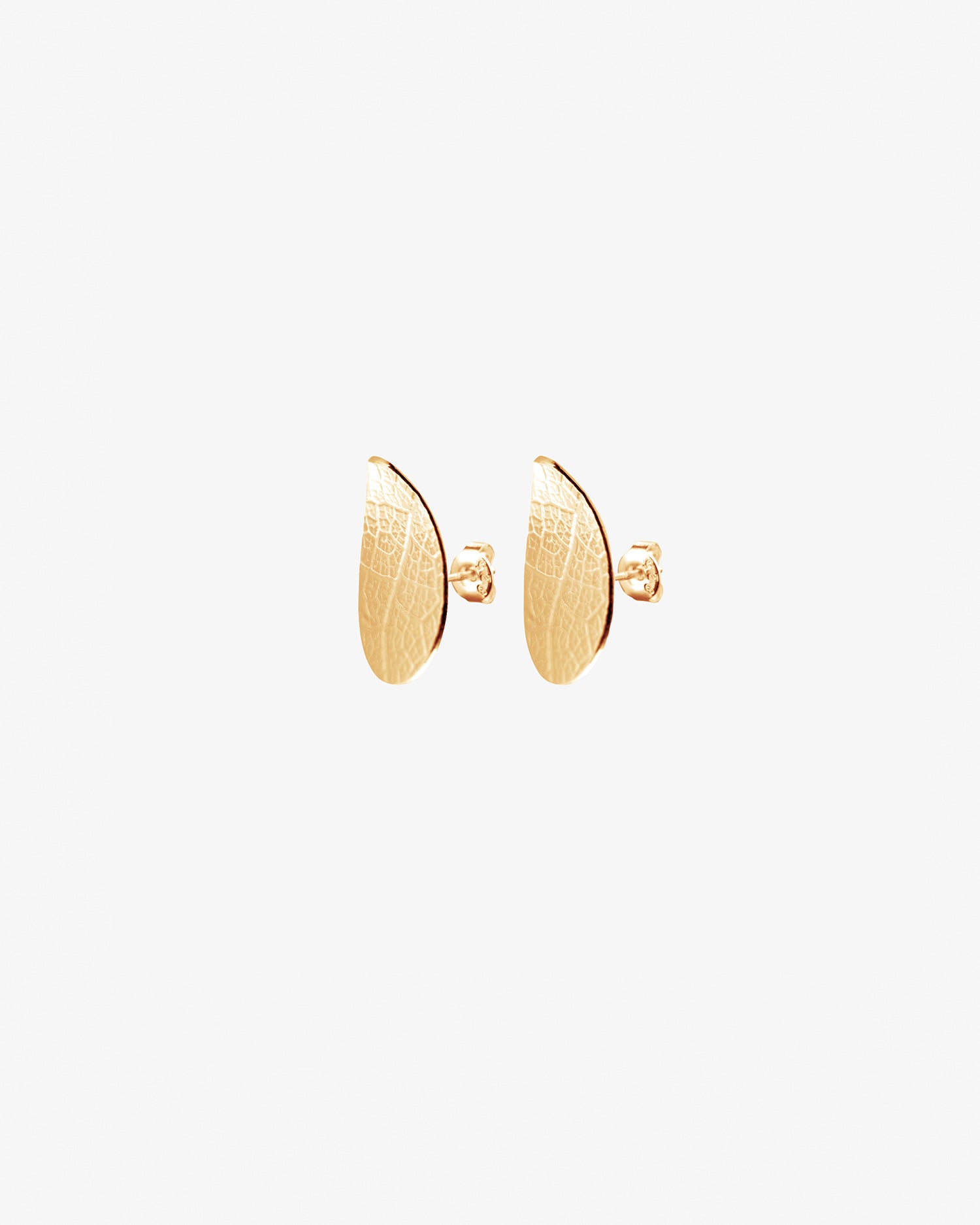 Leaf drop studs fixed gold