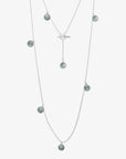 Moon necklace long silver smokey