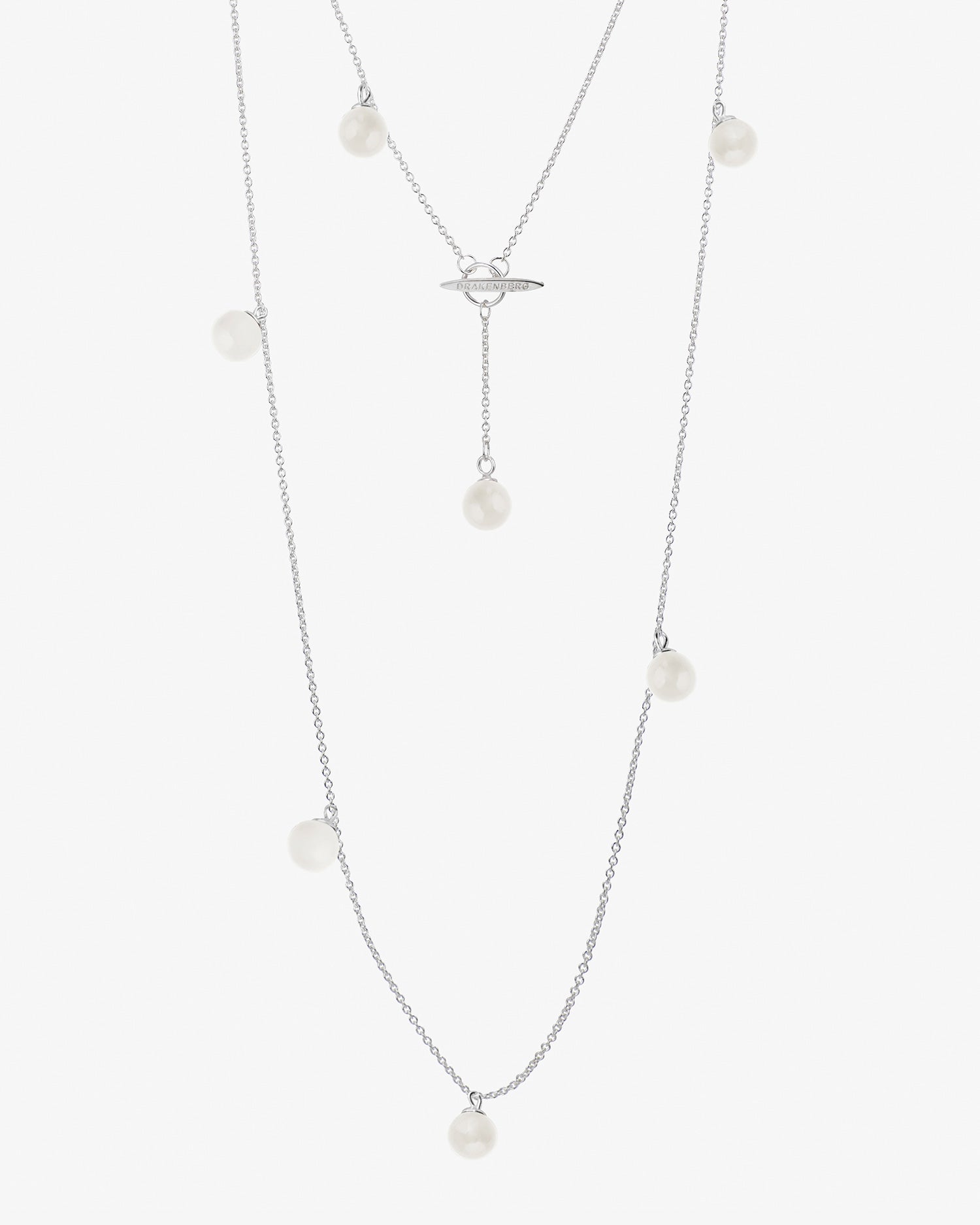 Moon necklace long silver white