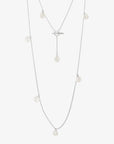 Moon necklace long silver white
