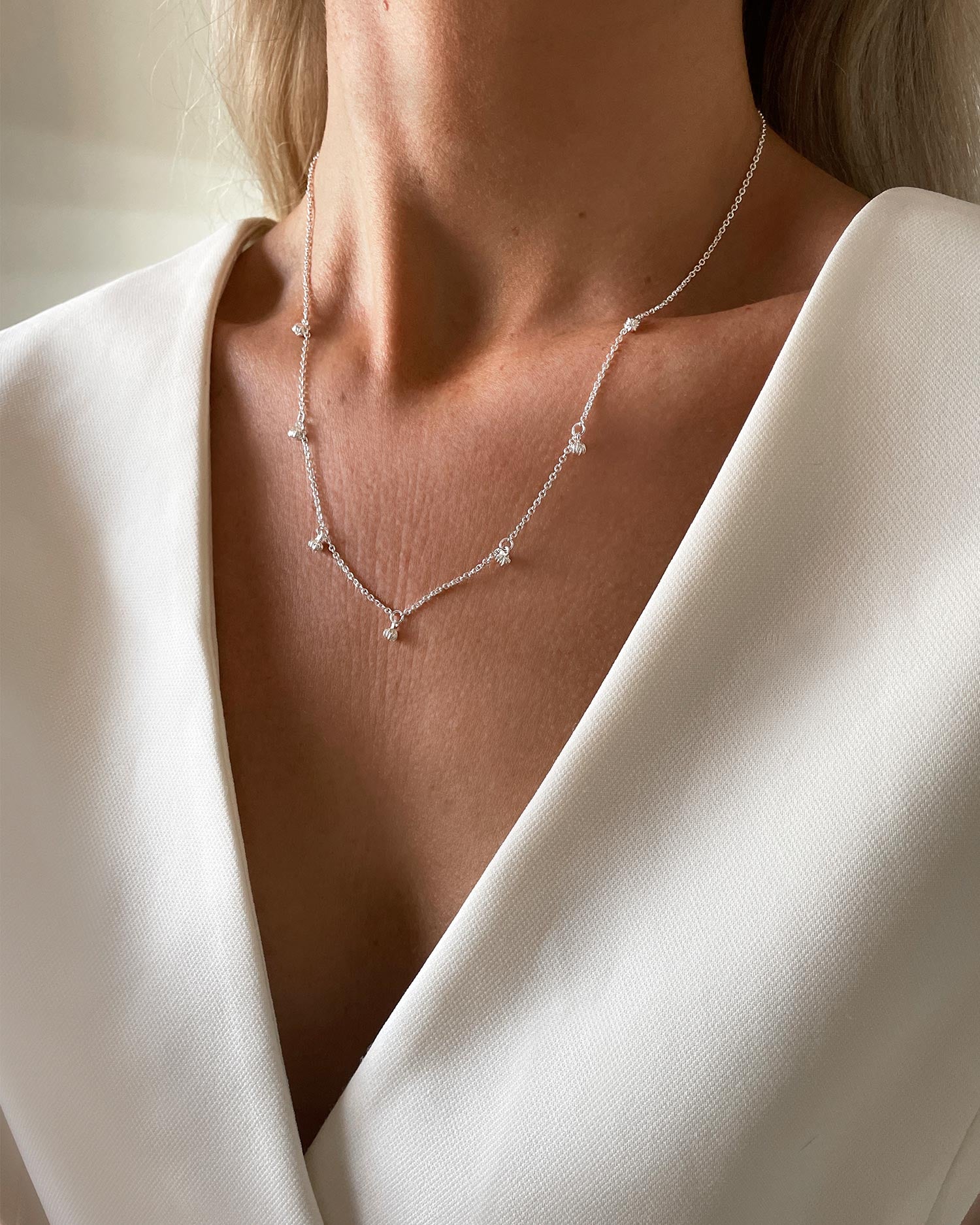 New Bud drop full necklace silver