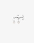 Petite Pearl single hanging studs silver