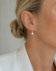 Petite Pearl single hanging studs silver