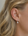 Petite Pearl single hanging studs silver