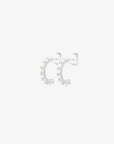 Petite Star pearl hoops silver