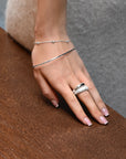 Stardust ring polished silver