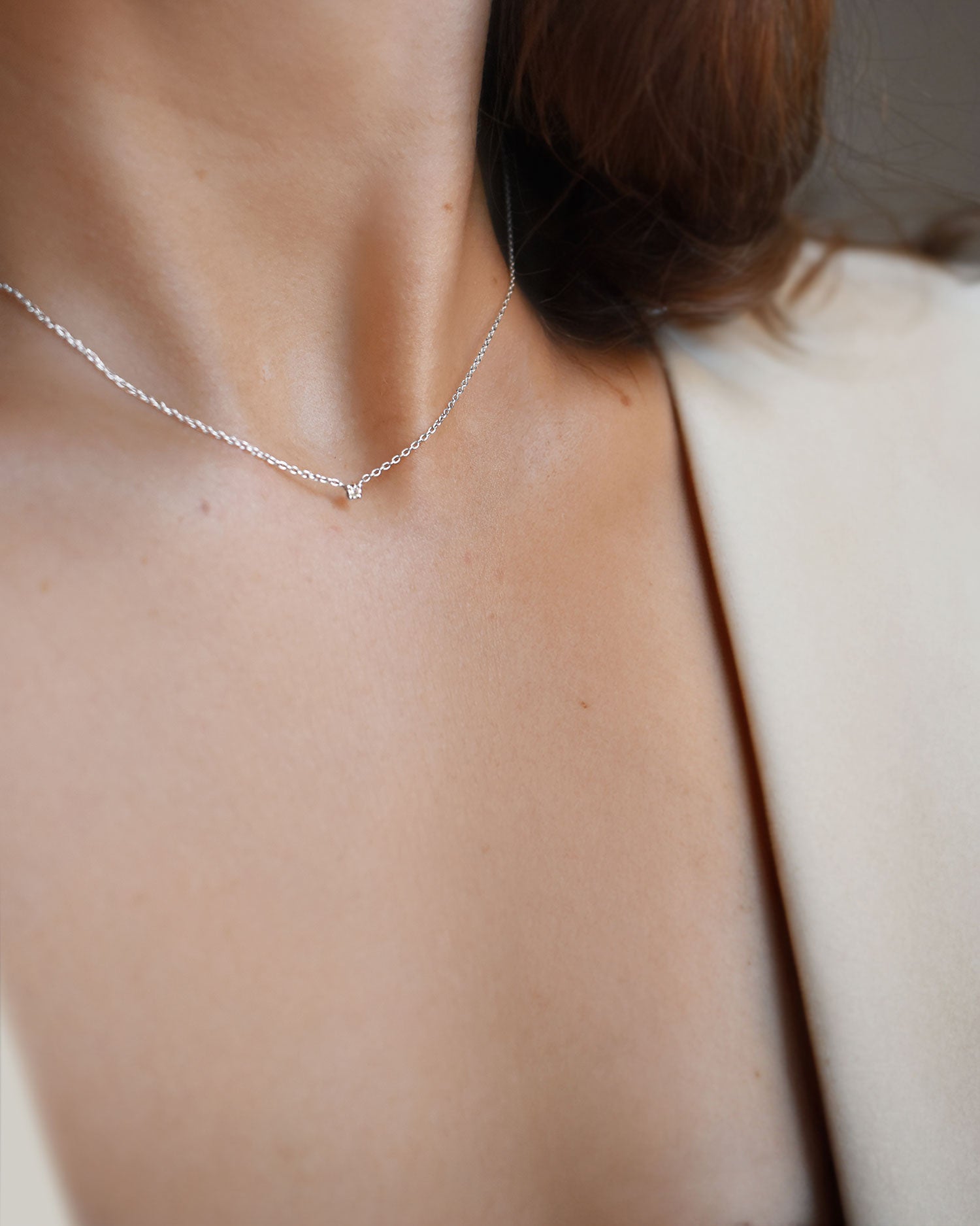 Birthstone necklace silver april
