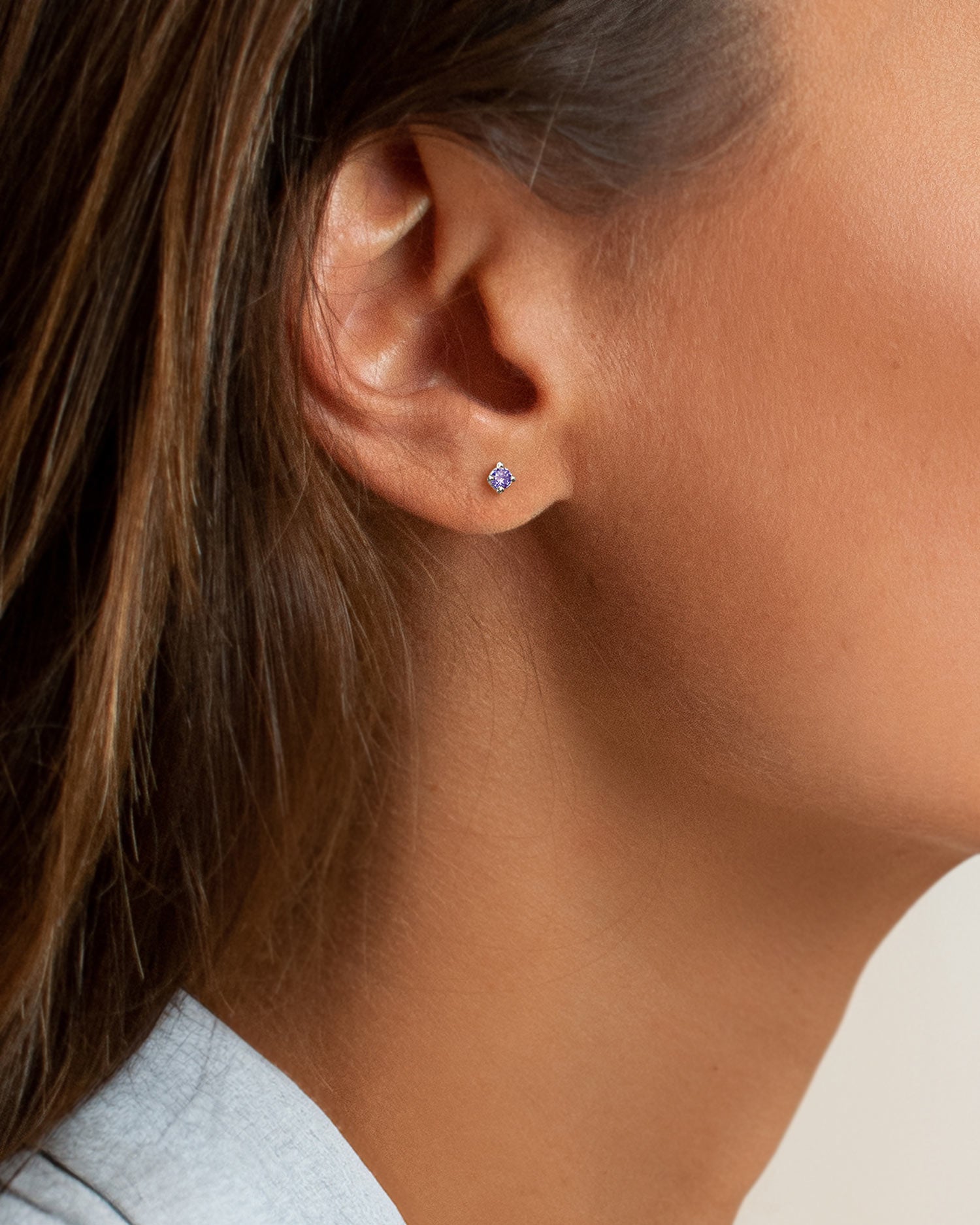 Birthstone studs silver december
