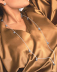 Moon necklace long silver smokey