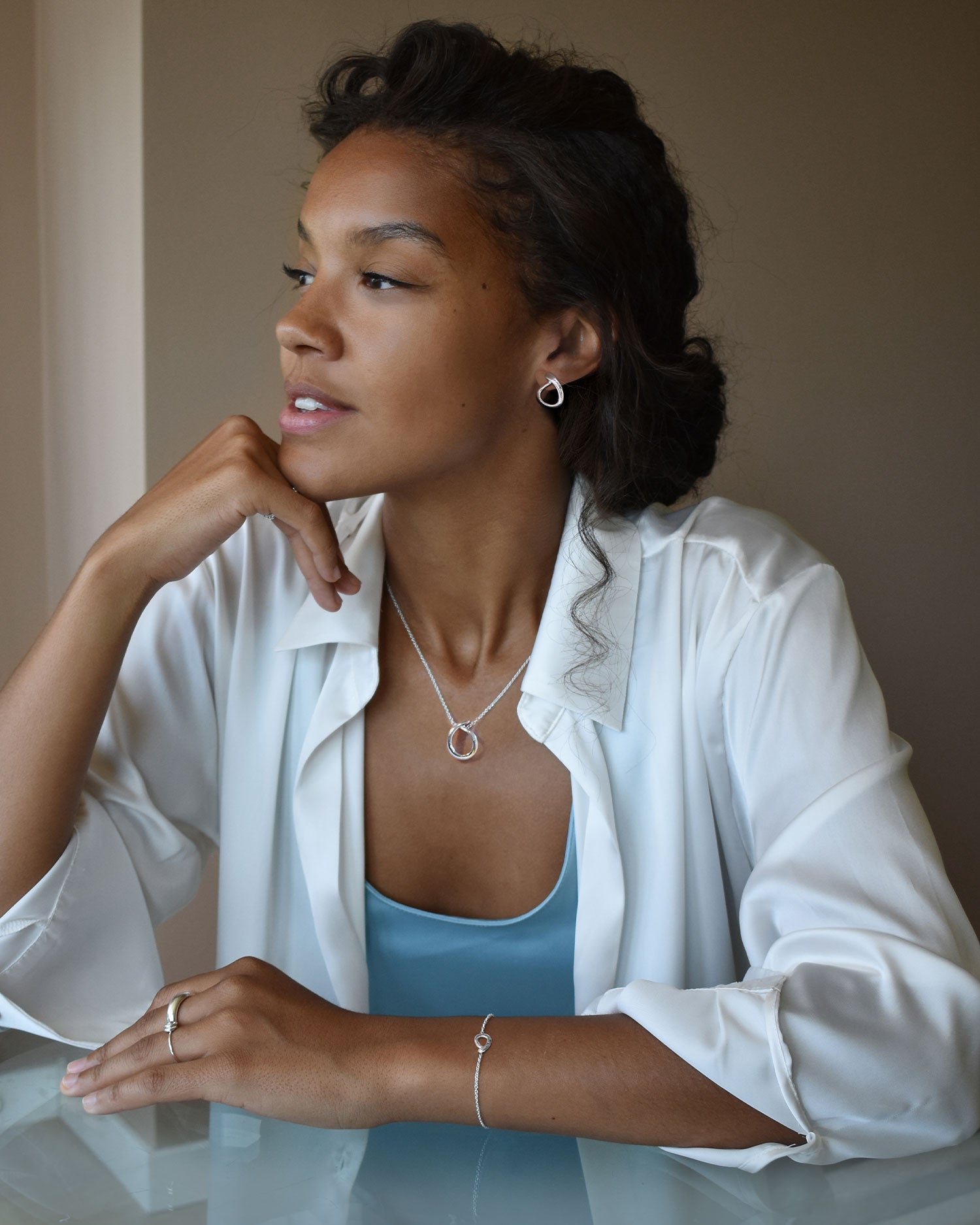 Ocean small single necklace silver
